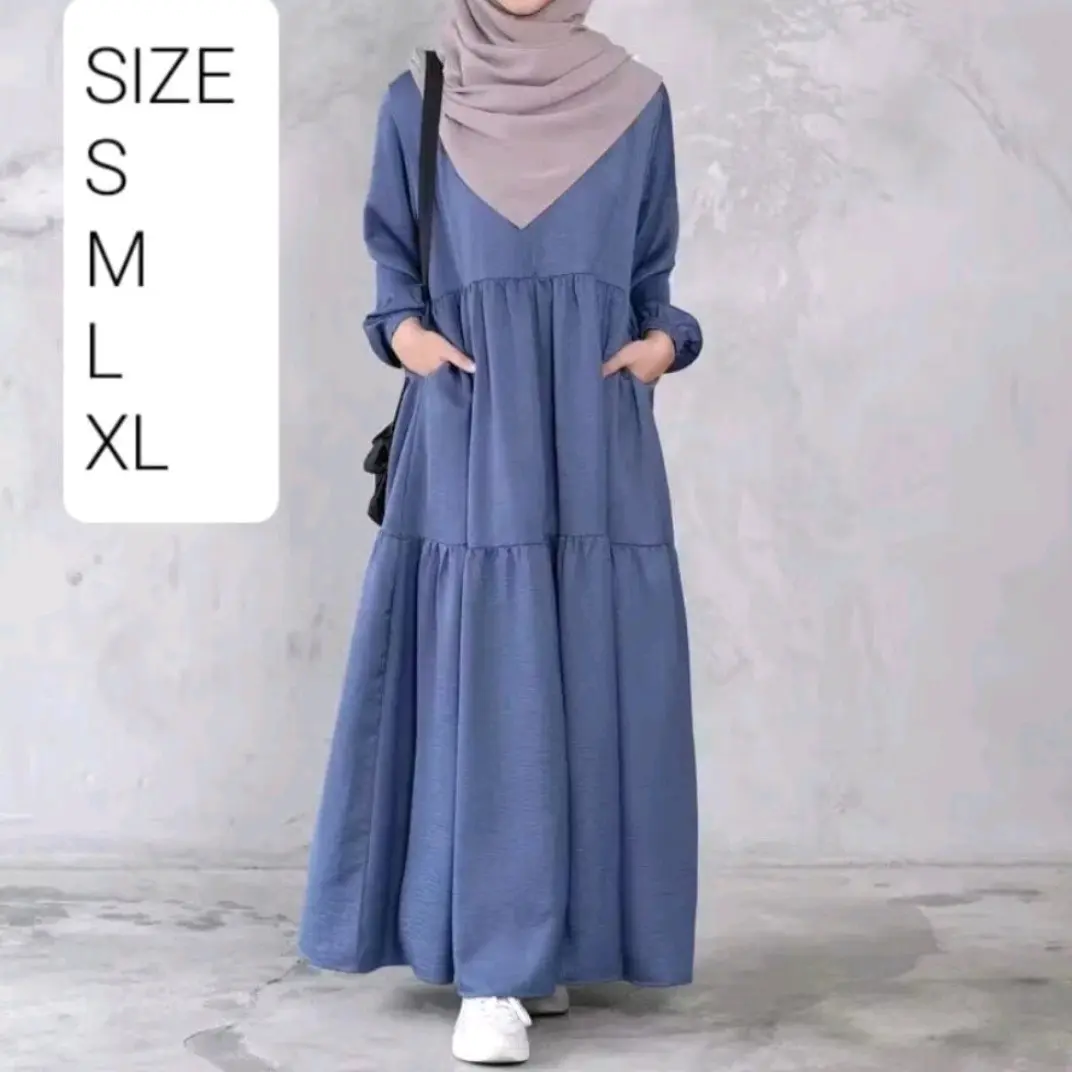 Baju Gamis Anak Polos Serut Dan Tanggung Usia 10-16 Tahun Bahan Crinkle Airflow Premium Dress Muslim Remaja