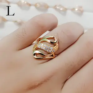 Cincin Permata Xuping Lapis Emas 24K Perhiasan Wanita Mevvva 'L'