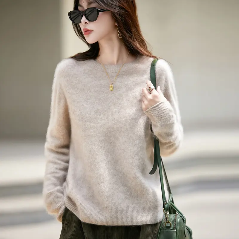 WinvyNee Women's Clothing Brushed Wool O Ne Pink Causal Sweaters Soft Solid Knitted Tops Pullovers Jumpers Winter A1713001