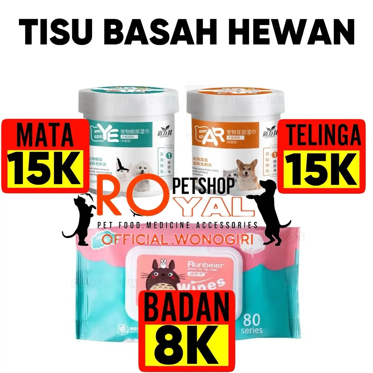 TISU BASAH HEWAN (untuk Badan Mata & Telinga)