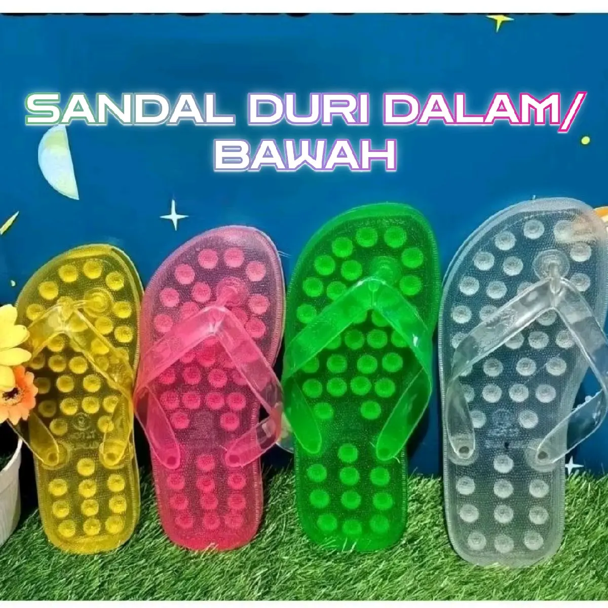 Sandal duri bawah /anti licin /Sendal jepit /Untuk pria dan Wanita / Sandal kesehatan refleksi Karet