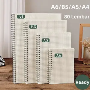 [A6/B5/A5/A4] Buku Catatan Spiral Notebook Transparant 80 Lembar | Grid/Line/Blank Note Book Buku Tulis Jurnal