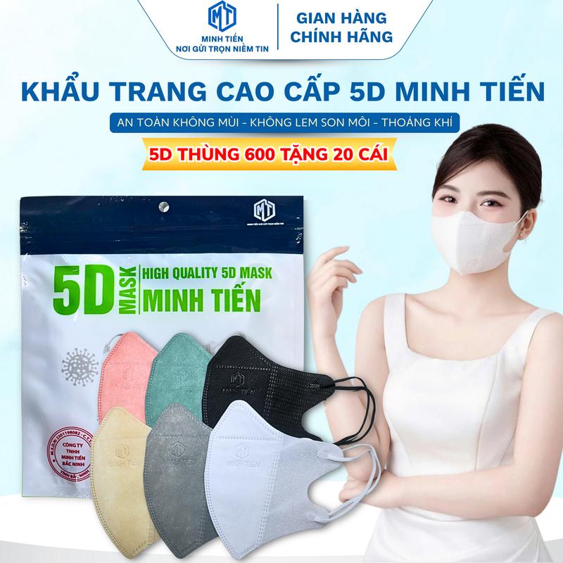  COMBO 600 Chiếc  Tặng 20 chiếc   & COMBO 400 Chiếc Khẩu Trang 5D MINH TIẾN 3 Lớp Lọc Bụi Mịn Ngăn Tia Uv   Túi Zip đóng 20 Chiếc  1 Túi   Hot Trend 2026 