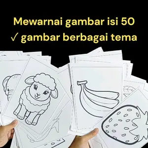 MEWARNAI GAMBAR UNTUK ANAK ISI 50 LEMBAR GAMBAR BERBEDA
