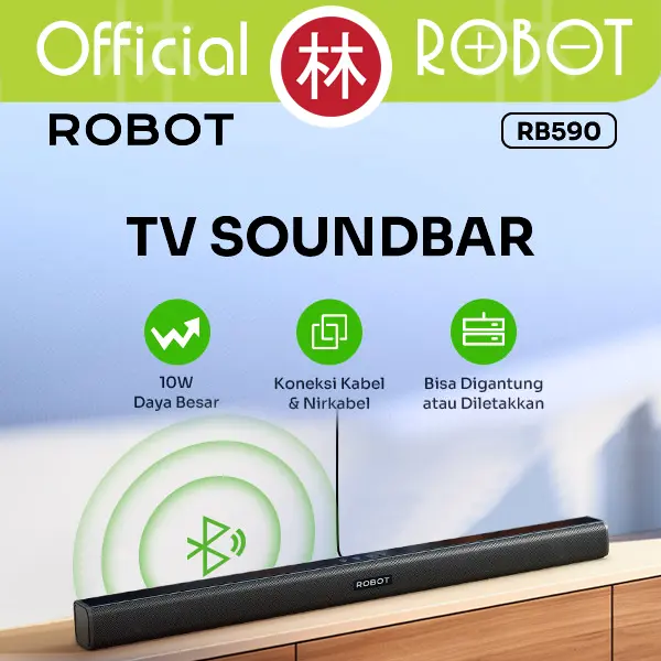 Soundbar Speaker TV ROBOT RB590 Wireless Home Theater Dual Connection  Ultra-compact Design, Default