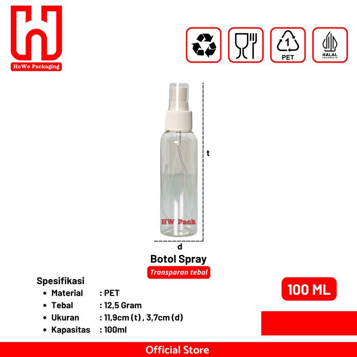 Gambar Botol Spray Kosong PET 30ml, 60ml, 100ml, 250ml Hand Sanitizer , Facemist, Parfum dari HoWe Packaging Kota Semarang 5 Tokopedia