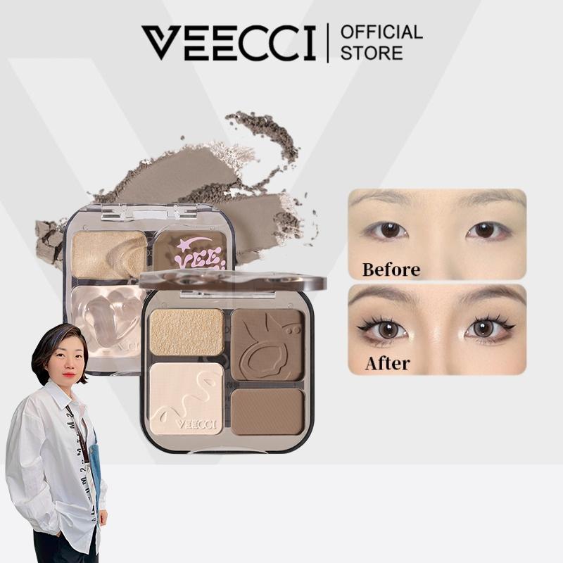 【TRANG BỐNG VEECCI Bảng Phấn Tạo Khối Bắt Sáng 4 màu Tự Nhiên Lâu Trôi Chống Nước 9g