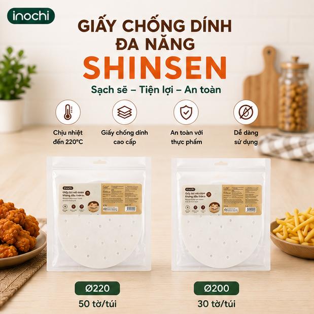 Giấy Lót Nồi Chiên Không Dầu Shinsen - Inochi Loại Tròn, Giấy Chống Dính Chịu…