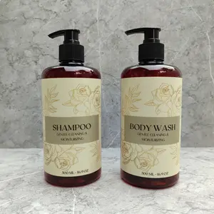 Botol Tempat Sabun Cair Shampoo Pump Dispenser Sabun Shampoo  Aesthetic 500ml Motif Rose Flower Gold