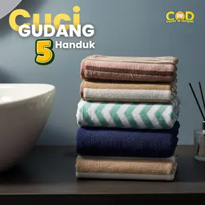 KUP - COD MURAH PAKET 5 PCS HANDUK DEWASA UK 70 x 140 CM MOTIF & WARNA RANDOM cocok untuk Hadiah Kado