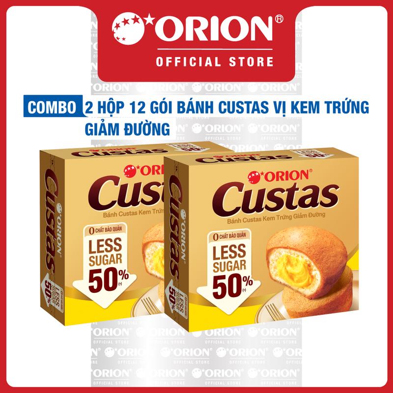  Combo 2 Hộp 12 Gói Bánh Custas Kem Trứng Giảm Đường  282g  
