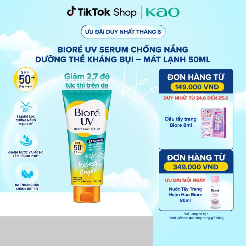 Serum Chống Nắng Dưỡng Thể Kháng Bụi - Sáng Mịn Mát Lạnh Bioré 50ml ( Bao bì thay đổi từng đợt nhập )