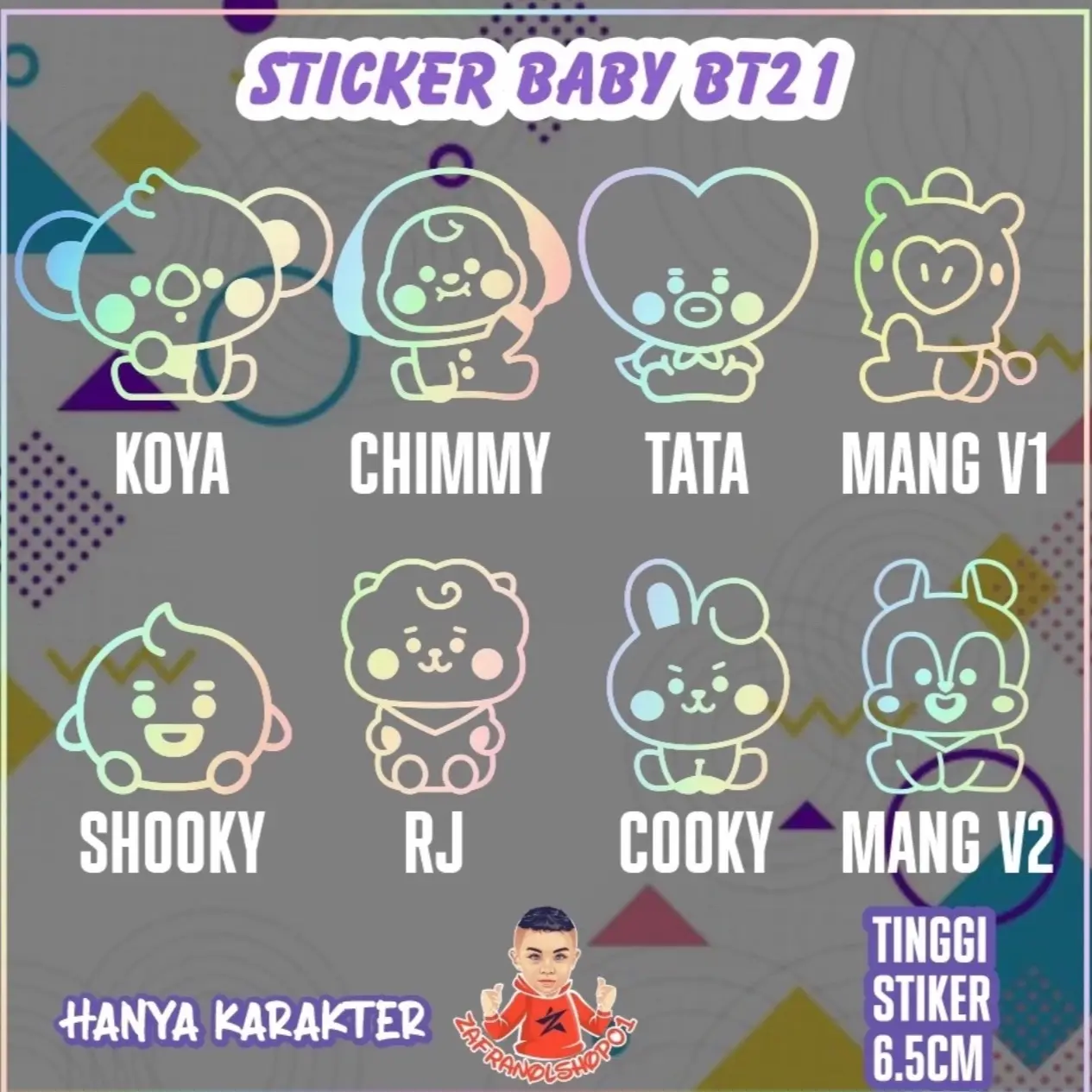 STIKER  BTS BABY BT21 KARAKTER HOLOGRAM