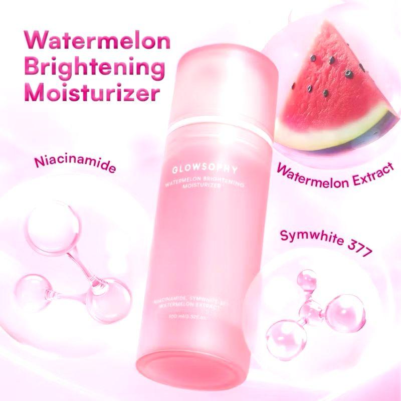 Glowsophy Watermelon Brightening Moisturizer Gel 100ml Pelembab Wajah Ringan Mencerahkan Kulit dan Meratakan Warna Kulit dengan 5% Niacinamide