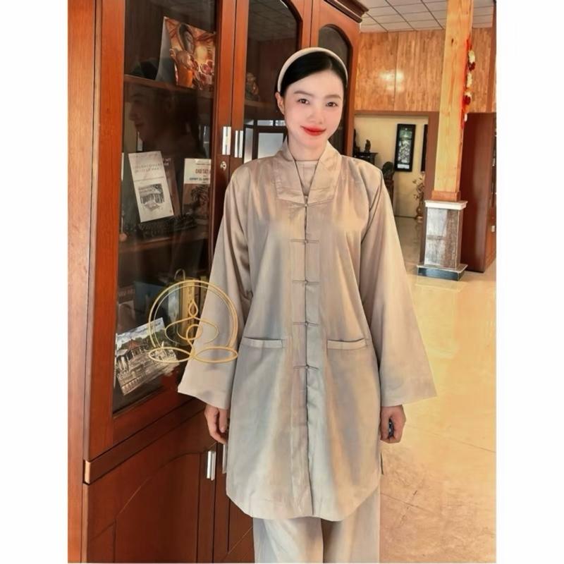   KHÔNG ĐỔI TRẢ  Pháp phục LA HÁN VẠT DÀI tăng ni quý sư thầy sư cô vải kate mịn mềm mát- PHOM RẤT TO chuẩn cao cấp  tặng chuỗi vòng tay đá hoặc gỗ  -có bigsize 