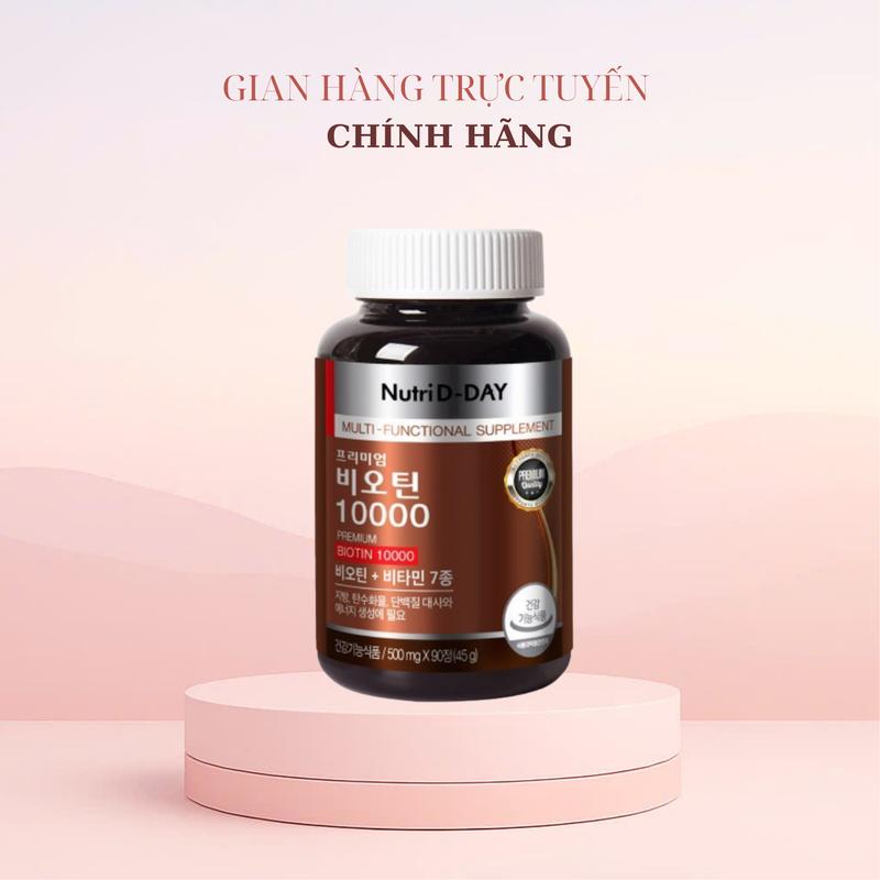 (Hộp 90 viên) Viên Uống Biotin 10000 Nutri D-Day PREMIUM hỗ trợ mọc tóc