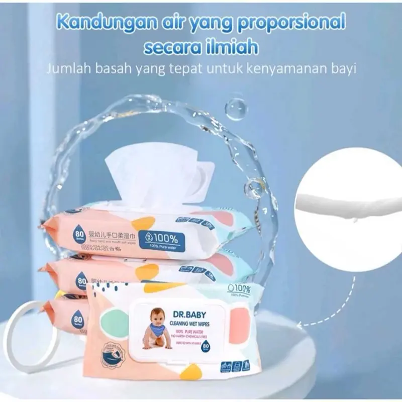 (FS) PAKET 6! TISU BASAH DR BABY ORIGINAL ISI 80 SHEET Bayi Tissue Wipes 4