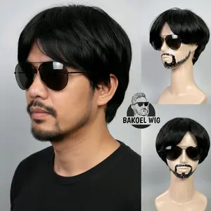 WIG PRIA KOREA RAMBUT PENDEK MODEL RAMBUT BELAH TENGAH WARNA HITAM COKLAT kode A1 belah Dewasa