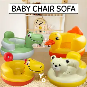 Sofa Kursi Makan Bayi belajar duduk Model Tiup balon Baby Chair Model Tiup Bebek Dengan Music Musik Cewek Cowok Bayi Dudukan Putih Unisex