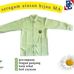SERAGA SEKOLAH - SERAGAM ATASAN HIJAU - Lengan Panjang Kain Tebal bahan oxford