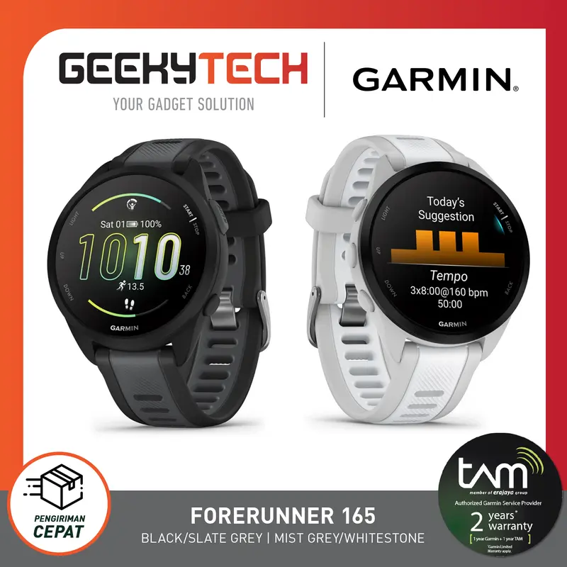 Garmin Forerunner 165 / FR165 Smartwatch / Running Watch - Resmi TAM 0