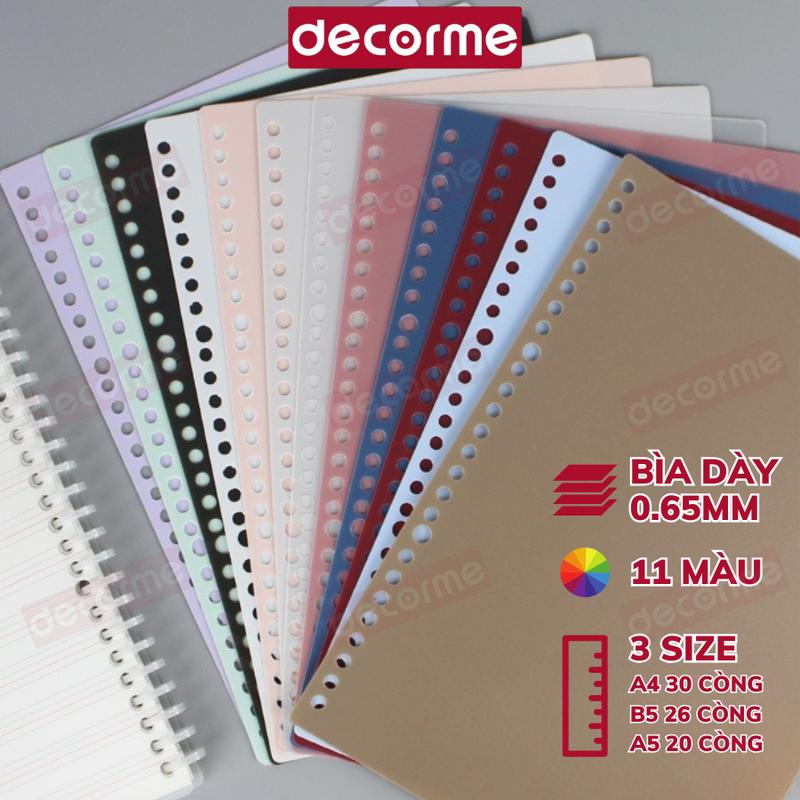  Bìa còng B5 A5 A4 DecorMe Bìa Nhựa đã đục lỗ dày làm sổ caro trang trí 