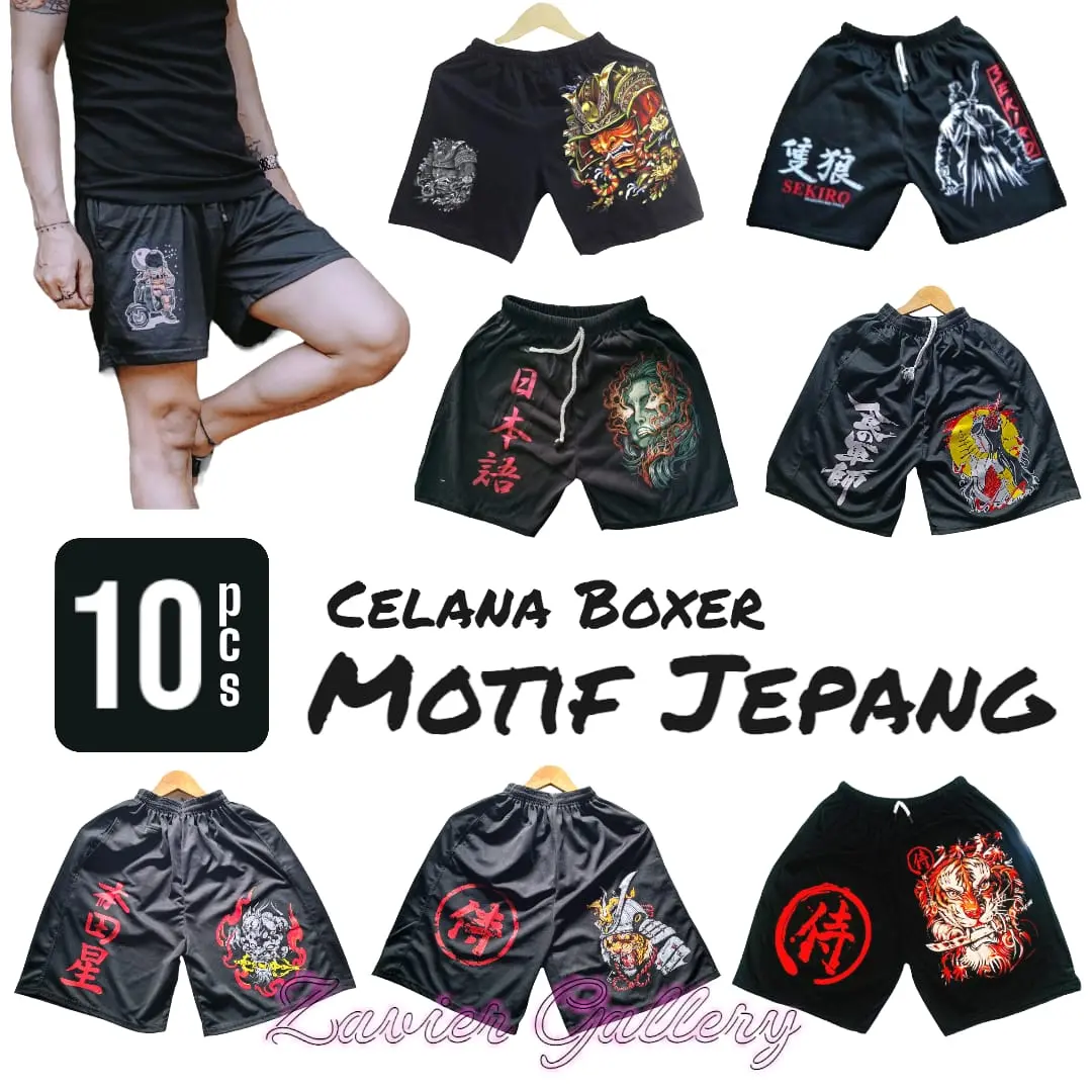 Celana Pendek Boxer Pria Motif Karakter 100rb dapat 10 Santai Kerja Olahraga Sport Kain Hitam Sablon Distro(karakter)