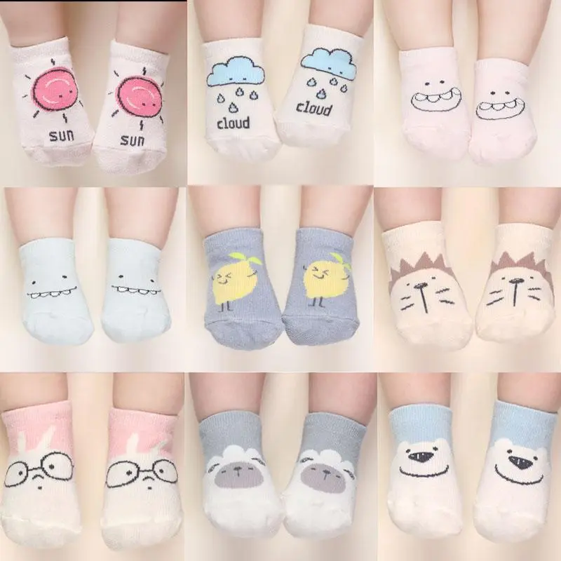 Cartoon Baby Socks Anti-slip Cotton Newborn Floor Socks Cute Breathable Infant Calf Socks