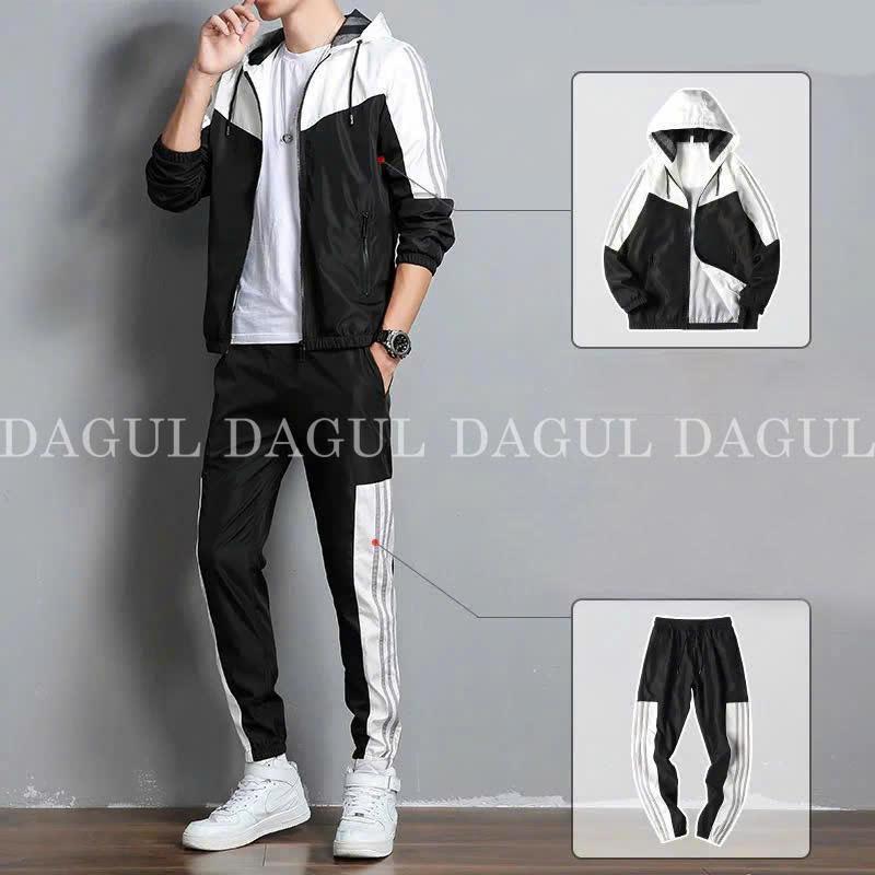 DAGUL Bộ Gió Đồ Bộ Nam Nữ DAGUL Nam Nữ Phối Viền Lót Lưới Pha Màu Cách Điệu Túi Quần Và Túi Áo Có Dây Kéo Khóa Cản Gió Và Đi Được Mưa Nhỏ Menswear