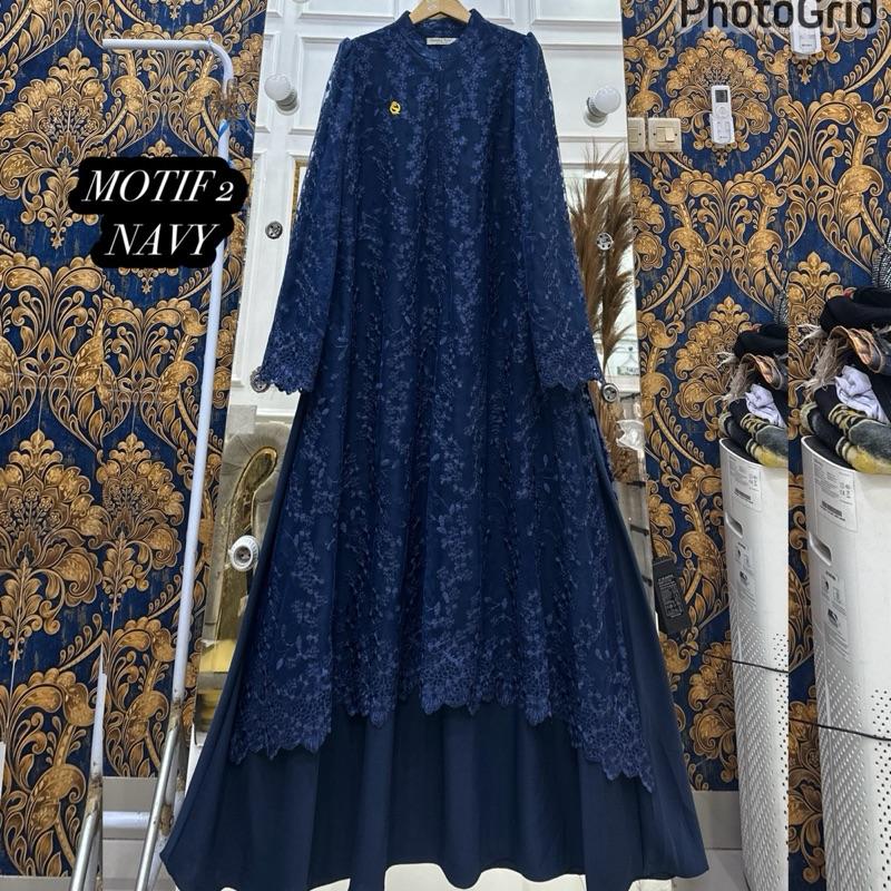 Queenasyari - Jasmine Dress (Hanya Gamis) Jumbo  Bahan Soft Twill Marbella mix Brukat Gamis Wanita Muslim  Lembut Maxi Panjang Mewah Pesta Kondangan Lebaran Trend 2026  Nyaman