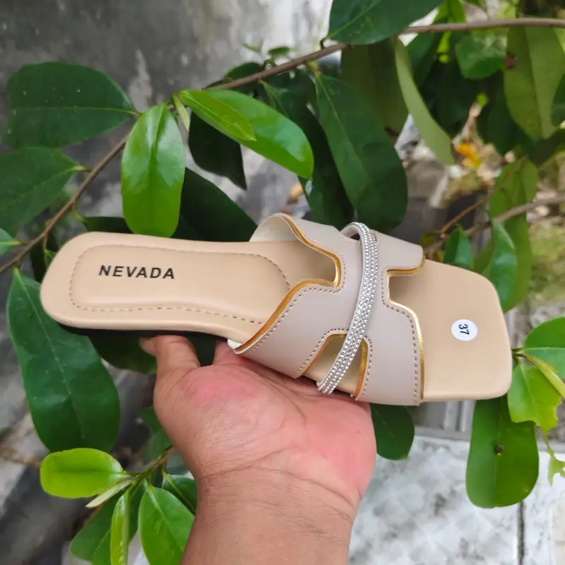 Sandal Wanita Teplek Korea Casual Size 36 - 40 Sendal Slop Blink Bling Empuk Flat Cewek Kasual Rumahan Perempuan 4