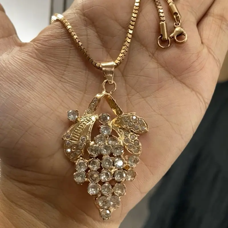 Liontin permata anggur jumbo + kalung italy  Tempahan