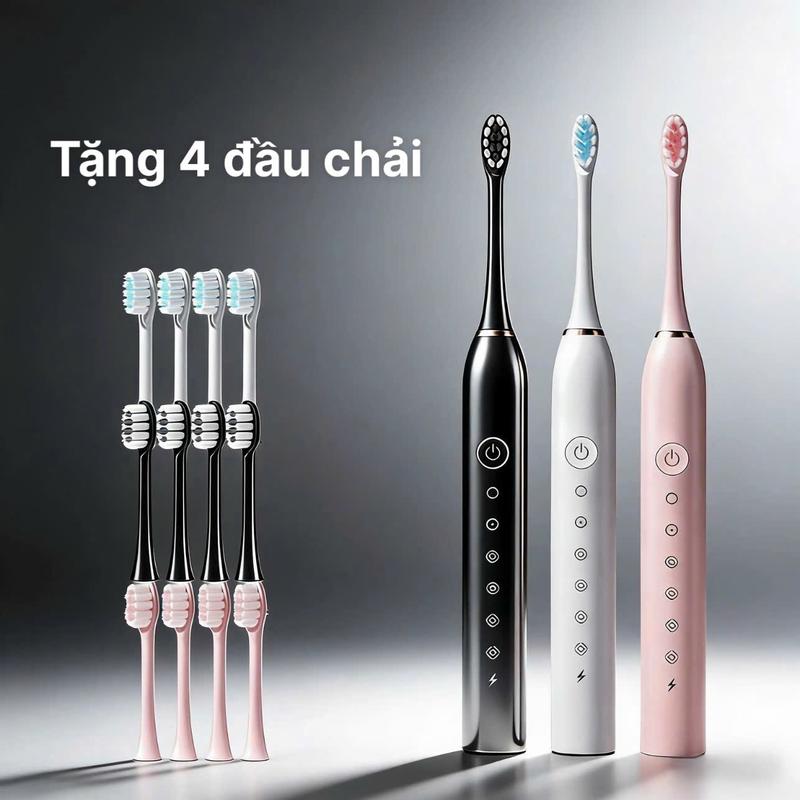 Bộ bàn chải đánh răng điện tự động hoàn toàn dành cho người lớn với lông mềm…