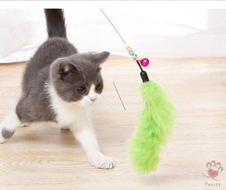 Cat Teaser / Cat Stick / Cat Toy Pink Fish Stick Cats' Favourite / Colourful Feather 6
