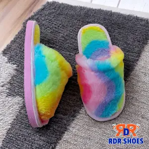 sandal rumah anak pelangi selop / bapau full bulu (APB)