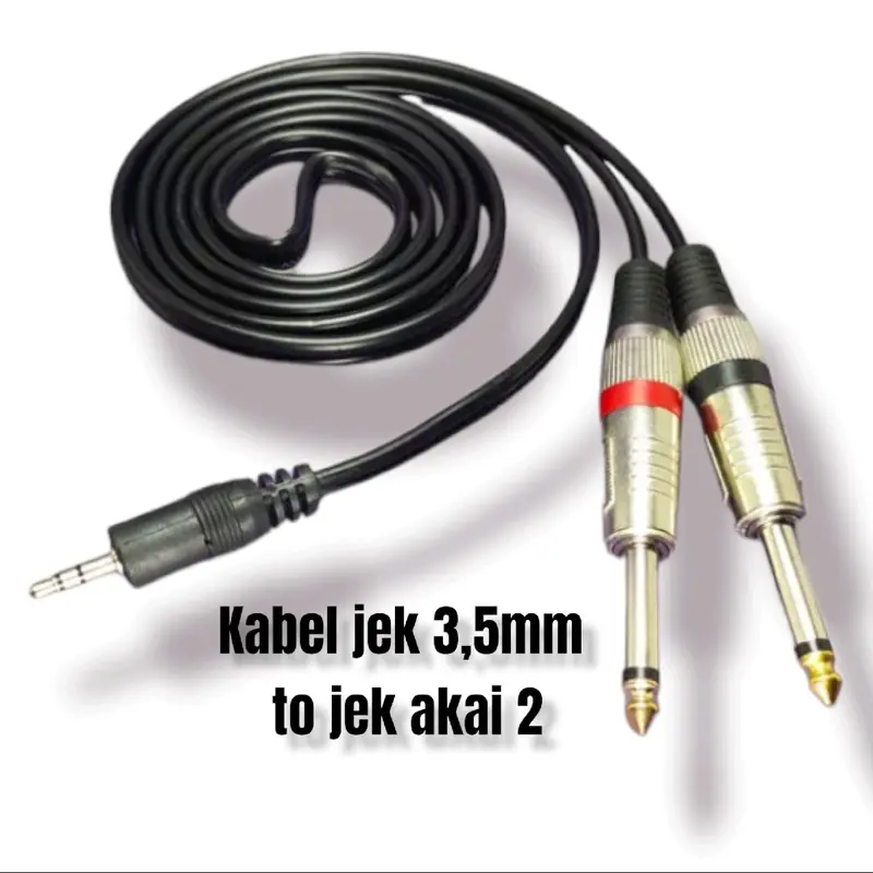 Kabel Jek Hp ke mixer jek 3,5 stereo to Dual Jek akai 6,5 mono 1 ,2 Meter 0