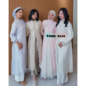 Ratushopping21-RENATA outer long tunik Atasan Wanita  Elegan dengan Renda dan Lengan Panjang