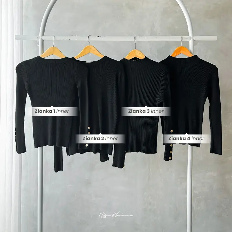 Bynissa - Zianka Inner - Dalaman Muslim - Atasan Rajut - Pakaian Sehari Hari - Melar - Lengan Wudhu - Wanita - Elegan Inner Kancing 3