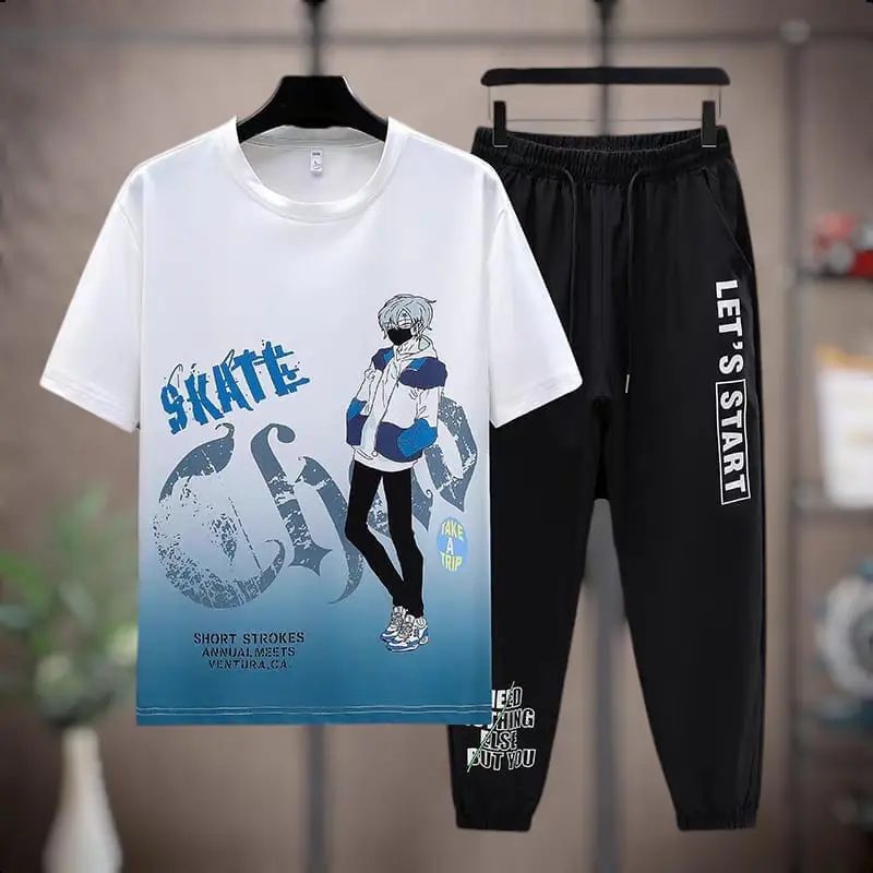 Setelan Kaos Oblong Lengan Pendek Celana Panjang Pria Terbaru Setelan STROKES PANJANG Jogger Polos Dewasa Keren
