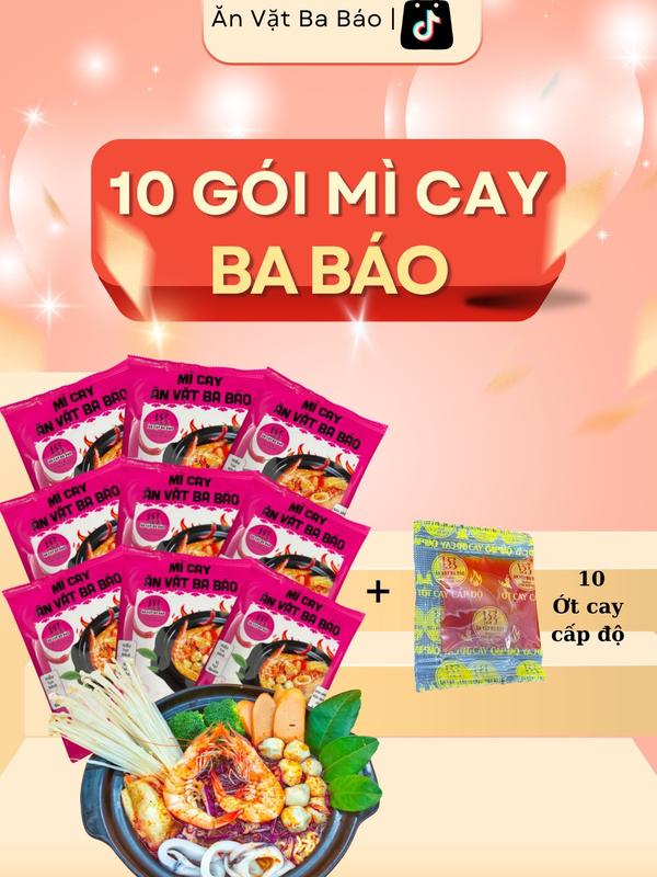 [ LIVESTREAM ] COMBO 10 SET MÌ CAY ĂN VẶT BA BÁO CỐT PHA SẴN , NẤU TẠI NHÀ HƯƠNG VỊ TẠI QUÁN ( 1 GÓI GỒM MÌ VÀ SÚP ) KÈM 10 GÓI ỚT CAY 7 CẤP ĐỘ