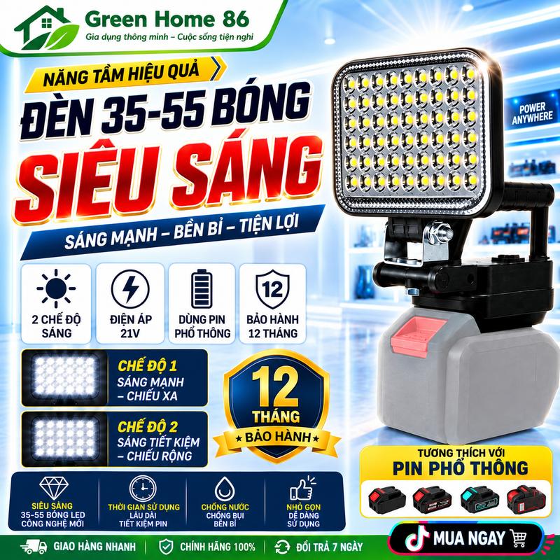 [DEAL LIVE SIÊU RẺ] Đèn Led Siêu Sáng 35-55 Bóng Sử Dụng Chân Pin Phổ Thông, Có 2 Chế Độ Sáng, Cổng Sạc USB Tiện Lợi, Tay Cầm Tiện Dụng, Đèn Tích Điện, Đèn Pha Led