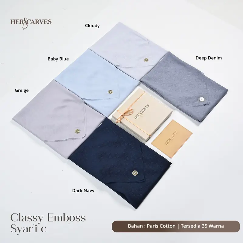 Classy Emboss Syari Hers - Kerudung Hijab Segi Empat Polos Syari Box Premium by HerScarves - Ecer (1pcs) 4