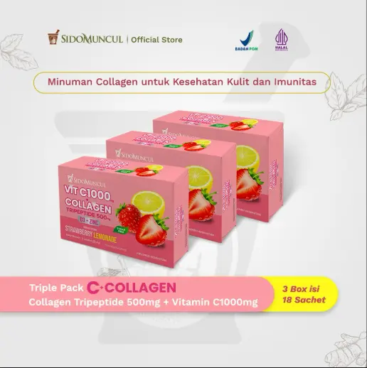 [3 BOX] C 1000 Collagen Kolagen Minuman Colagen Kesehatan Kulit Vitamin Tubuh Sidomuncul