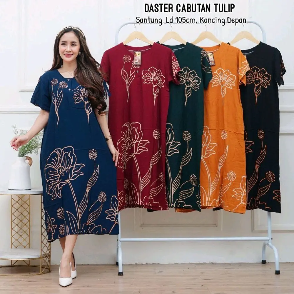 bisa cod daster cabut warna terbaru viral fuji murah busui friendly Bumil Rayon Wanita Dress Panjang Katun Kancing Pendek Motif Dewasa Lembut Nyaman Santai Tidur Menyusui
