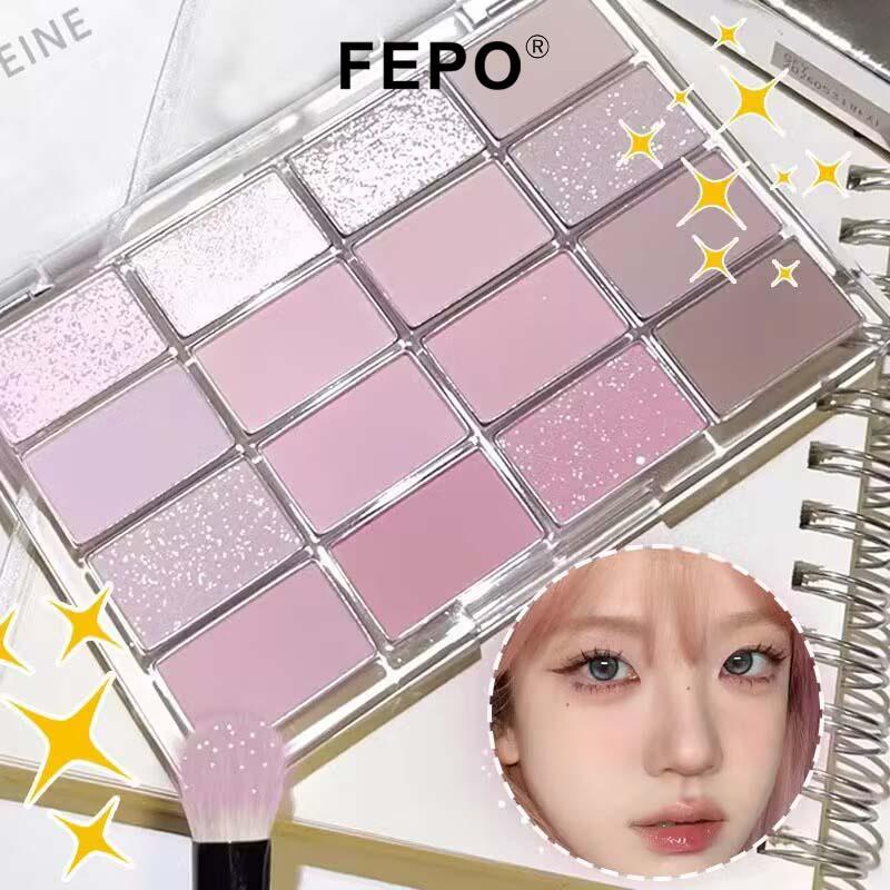 FEPO Bảng Phấn Mắt 16 Màu Ngọc Trai Màu Đất Lấp Lánh Sắc Tố Cao Sáng Bóng Bảng Phấn Mắt Trang Điểm