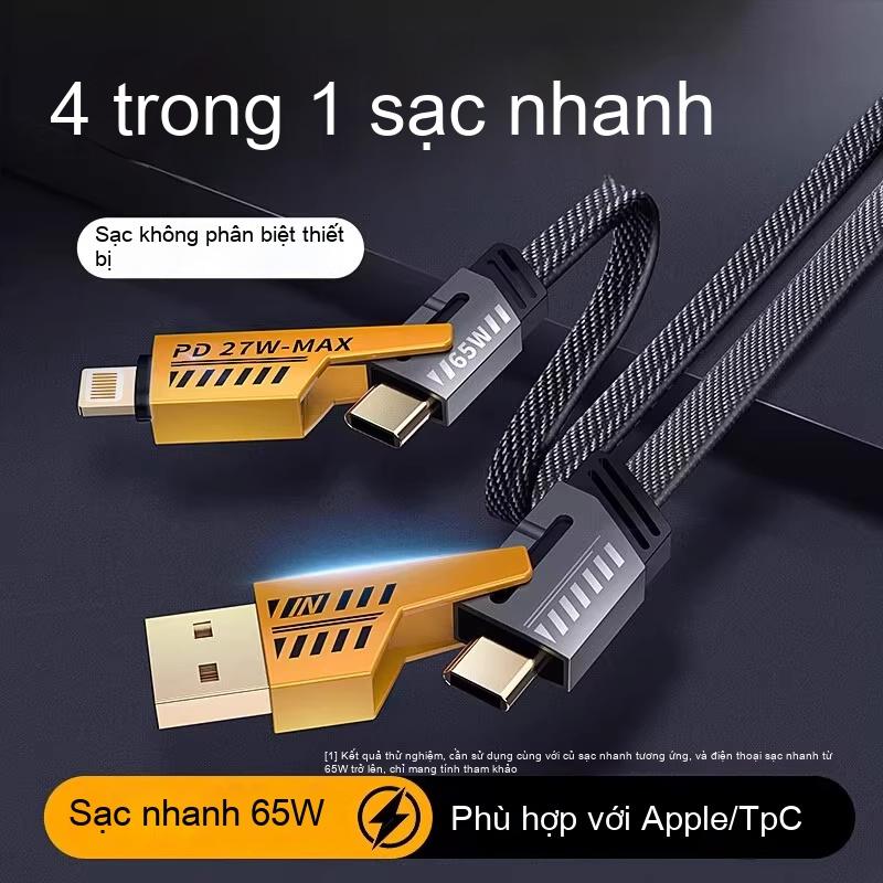 4 trong 1,65W Cáp Sạc Nhanh USB sang Loại C Mecha Phong Cách PD27W Sạc Dual Type-C Cáp Sạc Nhanh