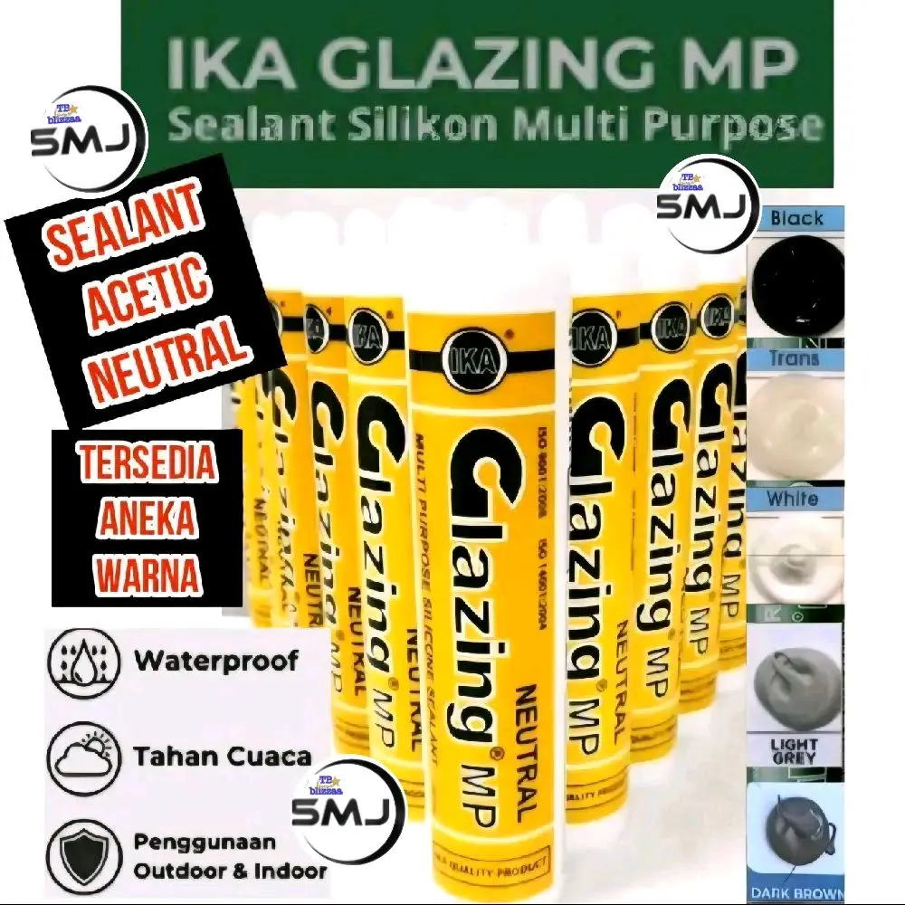 Sealant Sealen Glazing Abu abu Light Grey Glazing Brown Coklat Neutral Glazing Black Hitam 280g Lem Kaca Silen Silikon