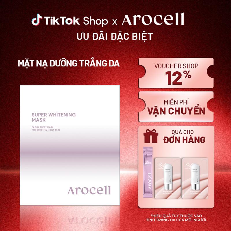 AROCELL 1 Hộp Mặt Nạ Giấy Trắng Da Super Whitening Mask Arocell 5 miếng Cosmetic Làm Đẹp Da Đắp Mặt Skincare