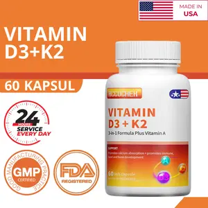 Vitamin D3 K2 5000 IU Suplemen Harian Untuk Kesehatan Tulang dan Daya Tahan Tubuh – 60 Kapsul