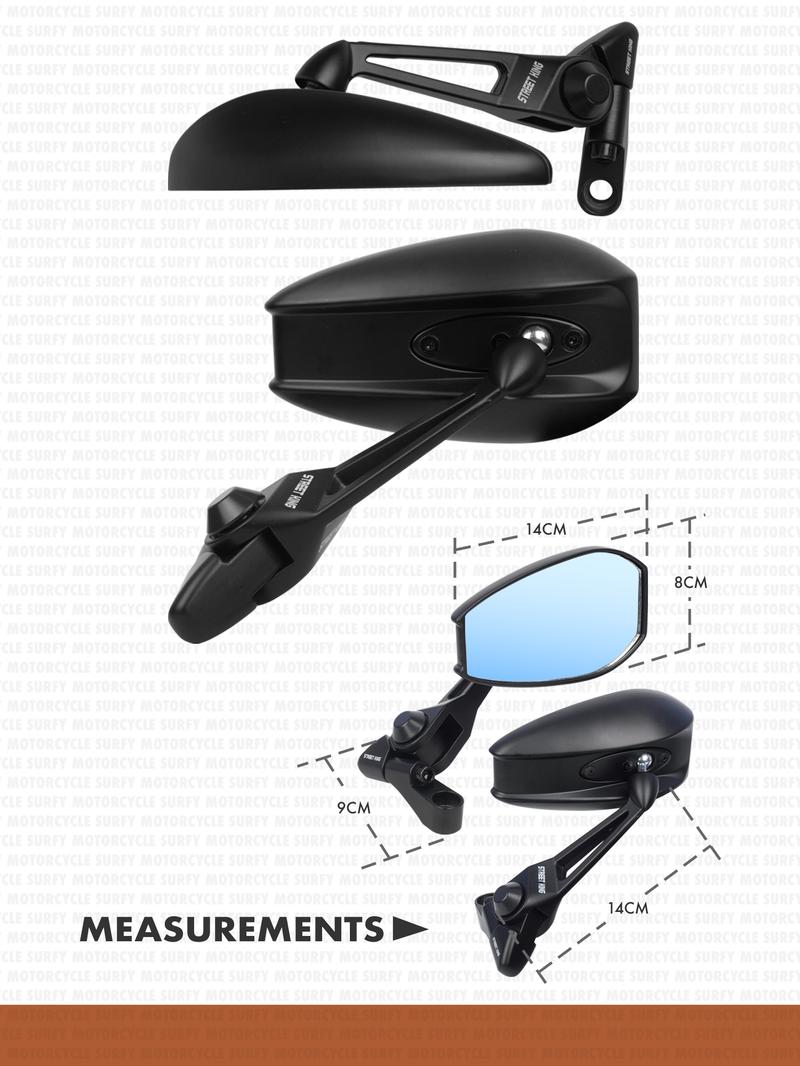 Product Introduction of Street King Side Mirror V1 Fully Cast Alloy Adjustable HD Lens 14*8cm LTO Passed Universal Surfy Motorcycle 4